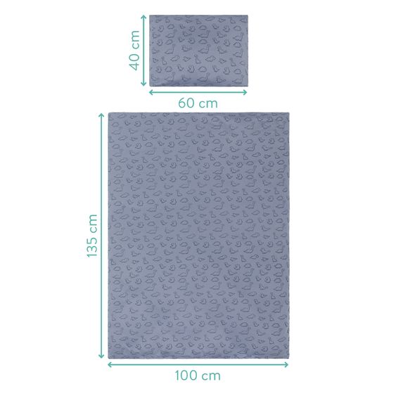 Fillikid 2-pcs. Bedding Set Blanket 100 x 135 cm / Pillow 40 x 60 cm made of cotton - Blue