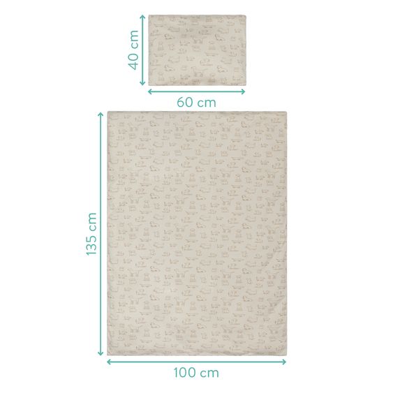 Fillikid 2-pcs. Bedding Set Blanket 100 x 135 cm / Pillow 40 x 60 cm made of cotton - Beige