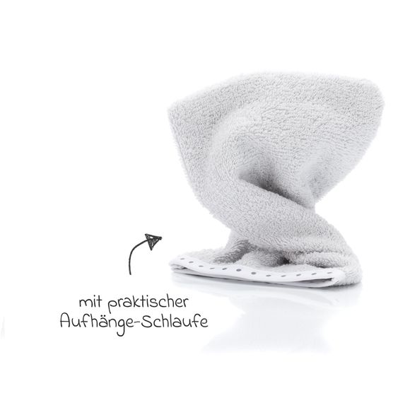 Fillikid 2.tlg. Kapuzenbadetuch-Set Badetuch und Waschhandschuh 100 x 100 cm - Elefant - Grau