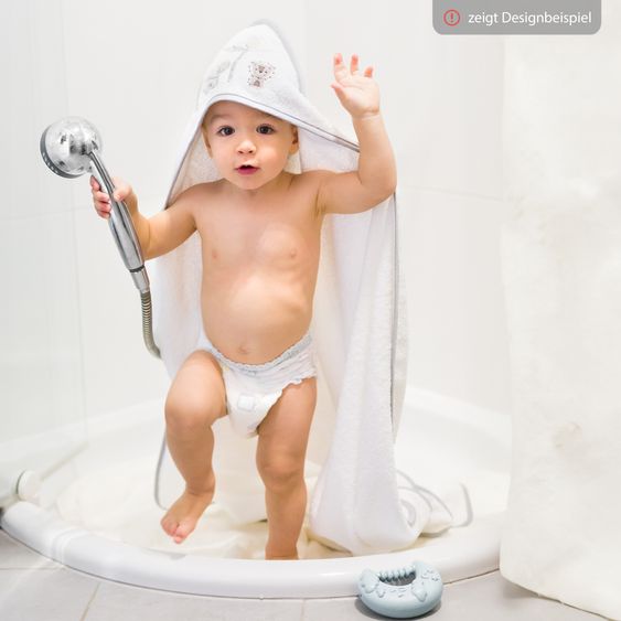 Fillikid 2.tlg. Kapuzenbadetuch-Set Badetuch und Waschhandschuh 100 x 100 cm - Elefant - Grau