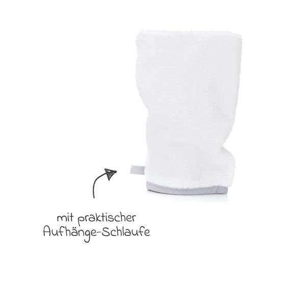 Fillikid 2.tlg. Kapuzenbadetuch-Set Badetuch und Waschhandschuh 100 x 100 cm - Safari - Weiß