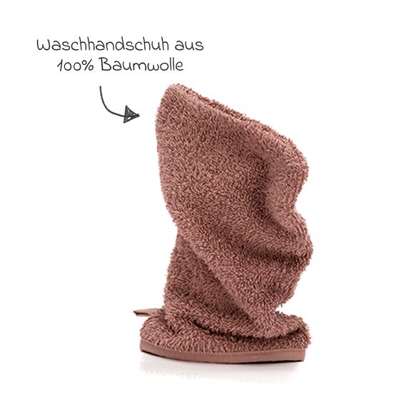 Fillikid 2.tlg. Kapuzenbadetuch-Set Badetuch und Waschhandschuh 100 x 100 - Pusteblume - Rosa