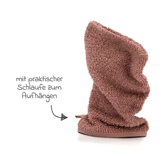 Fillikid 2.tlg. Kapuzenbadetuch-Set Badetuch und Waschhandschuh 100 x 100 - Pusteblume - Rosa