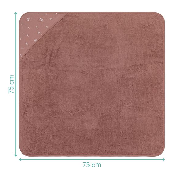 Fillikid 2.tlg. Kapuzenbadetuch-Set Badetuch und Waschhandschuh 100 x 100 - Pusteblume - Rosa