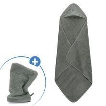 2.tlg. Kapuzenbadetuch-Set Badetuch und Waschhandschuh 100 x 100 - Wal - Grün