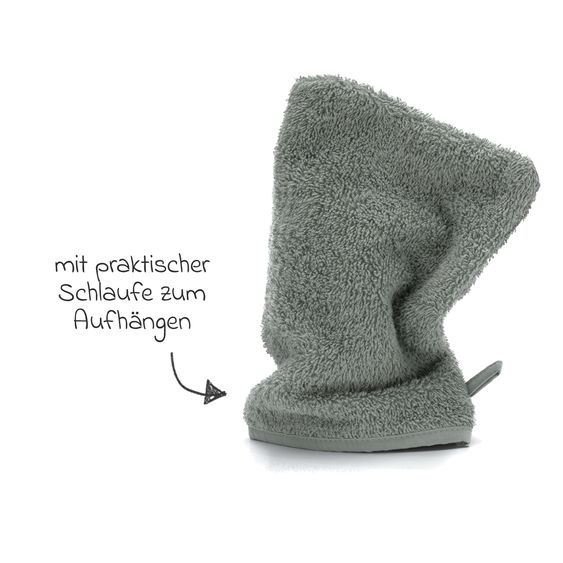 Fillikid 2.tlg. Kapuzenbadetuch-Set Badetuch und Waschhandschuh 100 x 100 - Wal - Grün