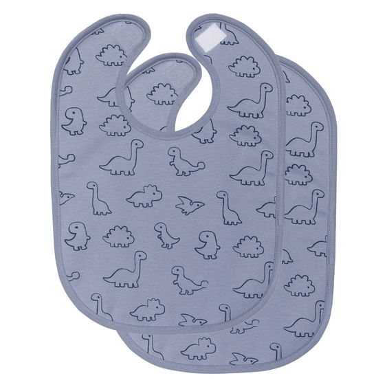 Fillikid 2-tlg. Lätzchen-Set mit wasserdichter Innenschicht - Dino - Blau