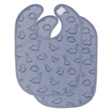 2-tlg. Lätzchen-Set mit wasserdichter Innenschicht - Dino - Blau