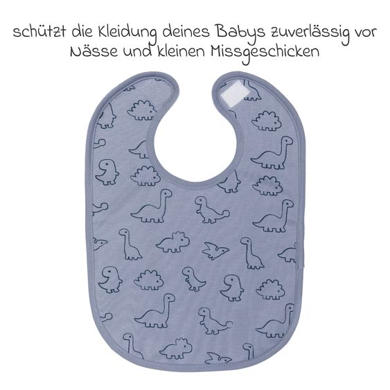 Fillikid 2-tlg. Lätzchen-Set mit wasserdichter Innenschicht - Dino - Blau