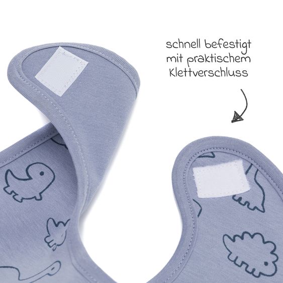 Fillikid 2-tlg. Lätzchen-Set mit wasserdichter Innenschicht - Dino - Blau