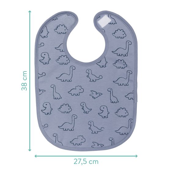 Fillikid 2-tlg. Lätzchen-Set mit wasserdichter Innenschicht - Dino - Blau