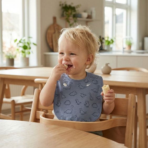 Fillikid 2-tlg. Lätzchen-Set mit wasserdichter Innenschicht - Dino - Blau