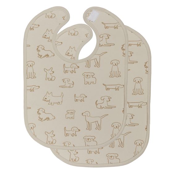 Fillikid 2-tlg. Lätzchen-Set mit wasserdichter Innenschicht - Hund - Beige