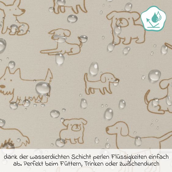 Fillikid 2-tlg. Lätzchen-Set mit wasserdichter Innenschicht - Hund - Beige