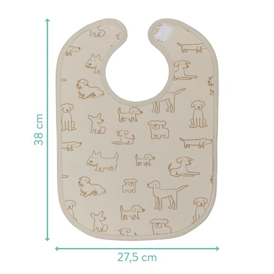 Fillikid 2-tlg. Lätzchen-Set mit wasserdichter Innenschicht - Hund - Beige