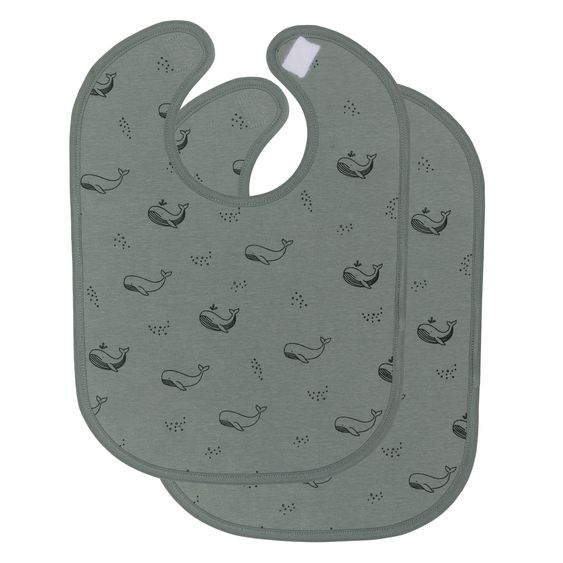 Fillikid 2-tlg. Lätzchen-Set mit wasserdichter Innenschicht - Wal - Grün