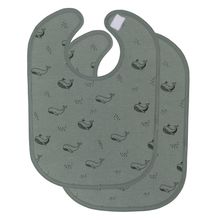 2-tlg. Lätzchen-Set mit wasserdichter Innenschicht - Wal - Grün