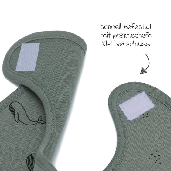 Fillikid 2-tlg. Lätzchen-Set mit wasserdichter Innenschicht - Wal - Grün