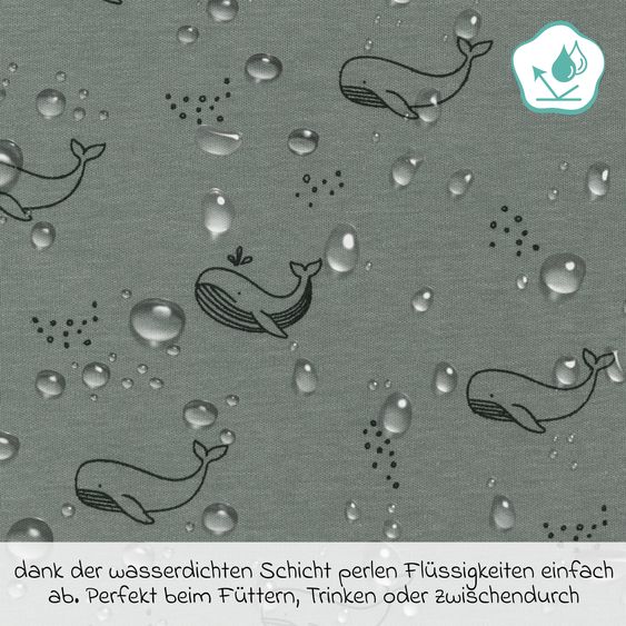 Fillikid 2-tlg. Lätzchen-Set mit wasserdichter Innenschicht - Wal - Grün