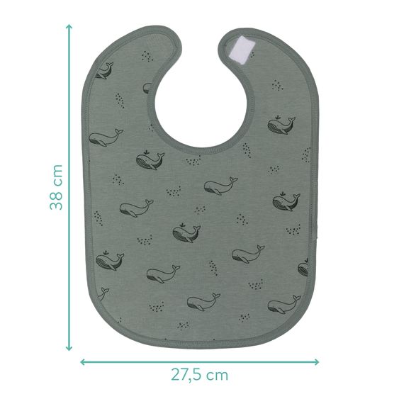 Fillikid 2-tlg. Lätzchen-Set mit wasserdichter Innenschicht - Wal - Grün