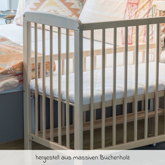 Fillikid 2in1 Beistellbett, Stubenbett Nino (auch für Boxspringbetten geeignet) - Champagner