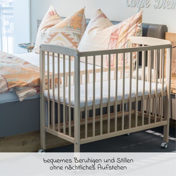 Fillikid 2in1 Beistellbett, Stubenbett Nino (auch für Boxspringbetten geeignet) - Champagner