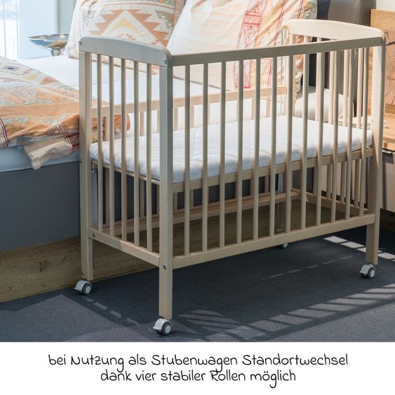 Fillikid 2in1 Beistellbett, Stubenbett Nino (auch für Boxspringbetten geeignet) - Champagner
