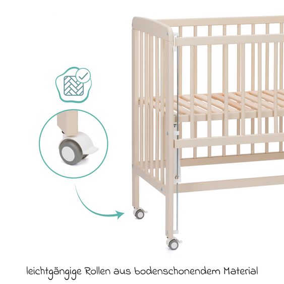 Fillikid 2in1 Beistellbett, Stubenbett Nino (auch für Boxspringbetten geeignet) - Champagner