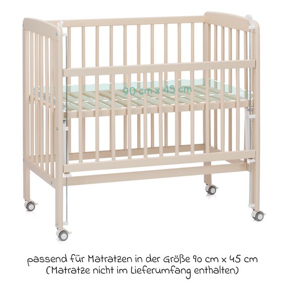 Fillikid 2in1 Beistellbett, Stubenbett Nino (auch für Boxspringbetten geeignet) - Champagner