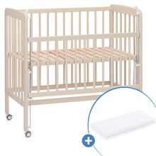 2in1 Beistellbett, Stubenbett Nino (auch für Boxspringbetten geeignet) inkl. Matratze - Champagner
