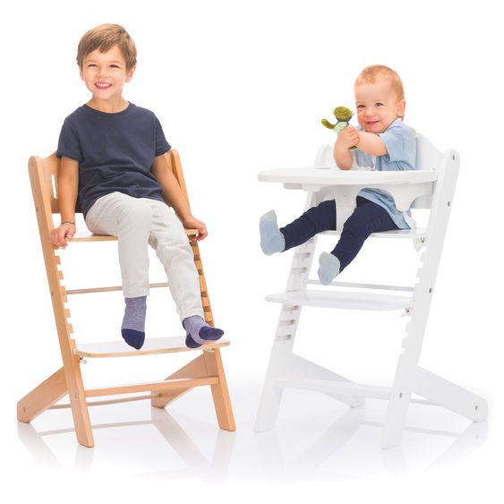 Fillikid 2in1 high chair Pia with 5-point harness, removable dining board with cup holder, load capacity up to 85 kg - white