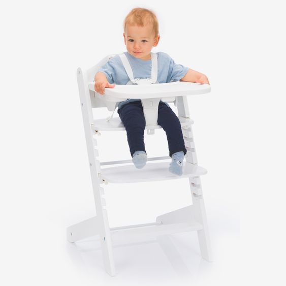 Fillikid 2in1 high chair Pia with 5-point harness, removable dining board with cup holder, load capacity up to 85 kg - white