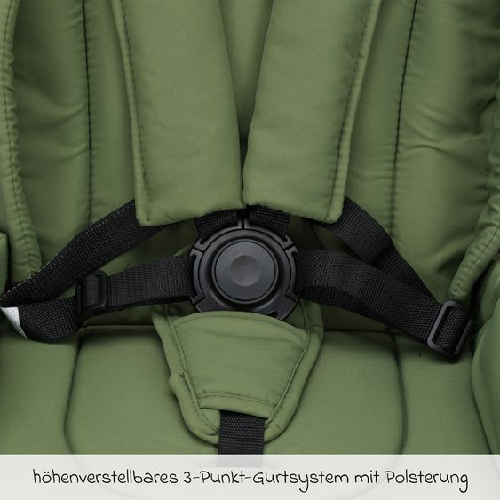 Fillikid 3-1 Kombi-Kinderwagen-Set Lion mit Sportsitz, Babywanne, Babyschale, Adapter, Fußdecke und Wickeltasche - Forest Green