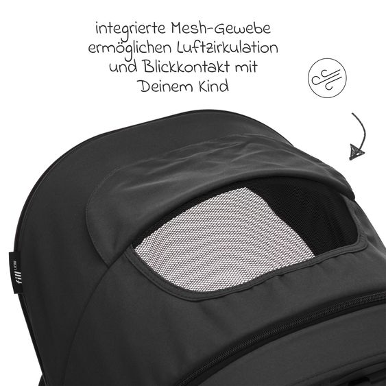 Fillikid 3-1 Kombi-Kinderwagen-Set Lion mit Sportsitz, Babywanne, Babyschale, Adapter, Fußdecke und Wickeltasche - Schwarz