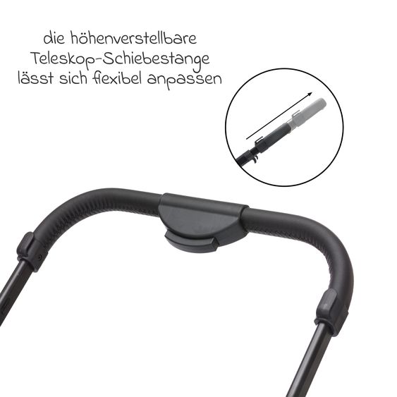 Fillikid 3-1 Kombi-Kinderwagen-Set Lion mit Sportsitz, Babywanne, Babyschale, Adapter, Fußdecke und Wickeltasche - Schwarz