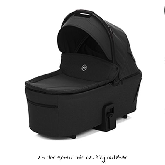 Fillikid 3-1 Kombi-Kinderwagen-Set Lion mit Sportsitz, Babywanne, Babyschale, Adapter, Fußdecke und Wickeltasche - Schwarz