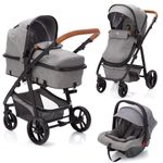 3 in 1 Kombi-Kinderwagen-Set Fill Panther mit Kombi-Einheit ( Babywanne + Sportsitz) & Autositz - Hellgrau Melange