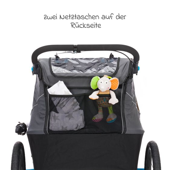 Fillikid 3in1 bicycle trailer Rhino SL for 2 children (up to 44 kg) can also be used as a buggy & jogger - dark gray