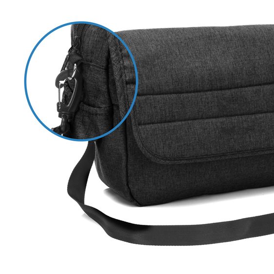 Fillikid 3-1 Set passeggino Fill Jaguar con seggiolino sportivo, navicella e materassino, seggiolino auto per neonati, borsa fasciatoio e fasciatoio, portabicchieri, parapioggia e parainsetti - grigio scuro melange