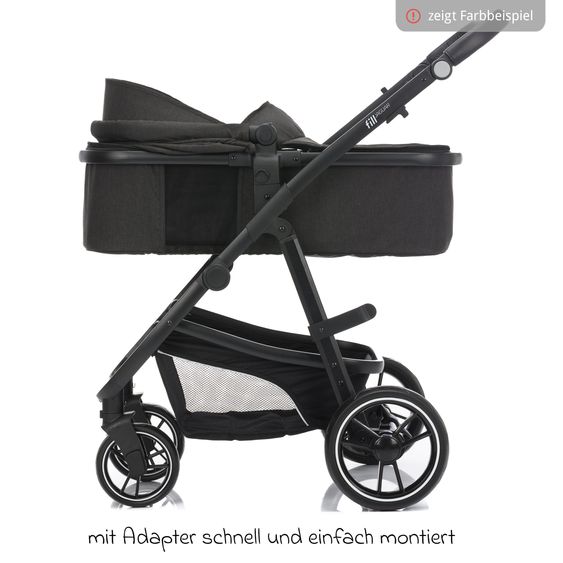 Fillikid Set passeggino 3-1 Fill Jaguar con seggiolino sportivo, navicella e materassino, seggiolino auto per neonati, borsa fasciatoio e fasciatoio, adattatore, portabicchieri, parapioggia e parainsetti - Sabbia