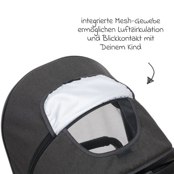 Fillikid 4-1 Fill Jaguar baby carriage set with sports seat, carrycot with mattress, infant car seat, changing bag with changing mat, adapter & rain cover - dark gray melange