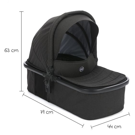 Fillikid 4-1 Fill Jaguar baby carriage set with sports seat, carrycot with mattress, infant car seat, changing bag with changing mat, adapter & rain cover - dark gray melange