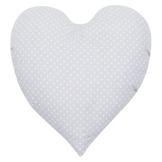 Fillikid 4 in1 Herz-Stillkissen mit Polyester-Hohlfaser-Füllung 190 cm - Punkte klein - Grau
