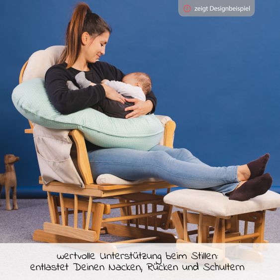 Fillikid 4 in1 Herz-Stillkissen mit Polyester-Hohlfaser-Füllung 190 cm - Punkte klein - Grau
