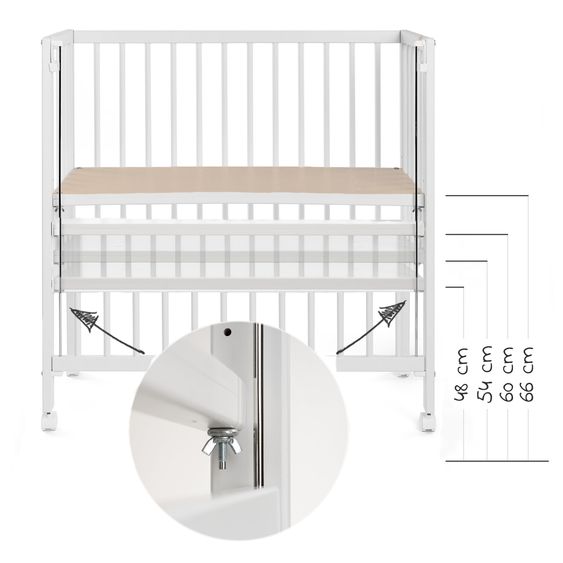 Fillikid 7-piece co-sleeper complete set 90 x 40 cm / Premium Vario co-sleeper + mattress + 2 fitted sheets + 3-piece baby mäxchen