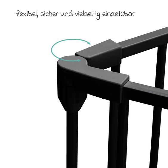 Fillikid 7-tlg. Kamin- & Absperrgitter 1 x Türmodul, 4 x große Module, 2 x kleine Module & 2 St. Wandbeschlaäge - Schwarz