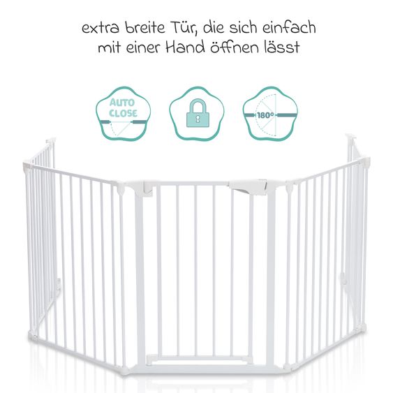 Fillikid 7-tlg. Kamin- & Absperrgitter 1 x Türmodul, 4 x große Module, 2 x kleine Module & 2 St. Wandbeschlaäge - Weiß