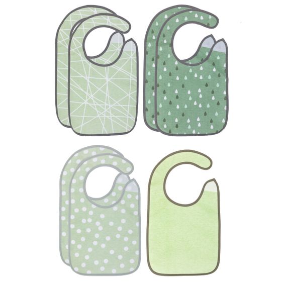 Fillikid 7er Pack Klett-Lätzchen XXL - Modern Art - Grün