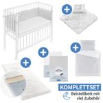 9-piece complete co-sleeper set 90 x 40 cm / Premium Vario co-sleeper + mattress + fitted sheets + nest + quilt + bed linen