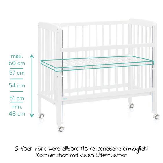 Fillikid 9-tlg. Beistellbett-Komplett-Set Nino inkl. Matratze, Bettwäsche, Spannbetttücher, Steppbett & Schmusetuch - Weiß